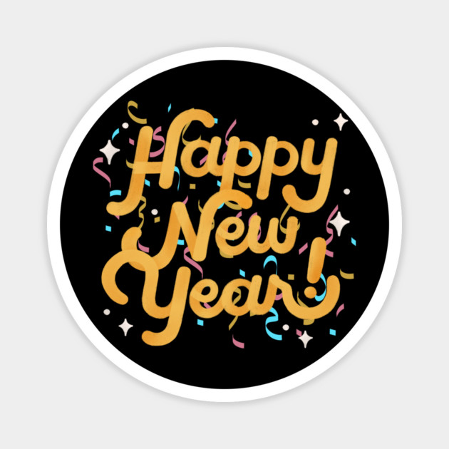 Happy New Year Confetti 2024 Magnet by BirdsnStuff