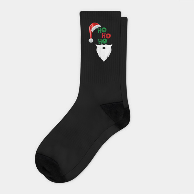 Ho, Ho, Ho Merry Christmas Santa Design Socks by BirdsnStuff