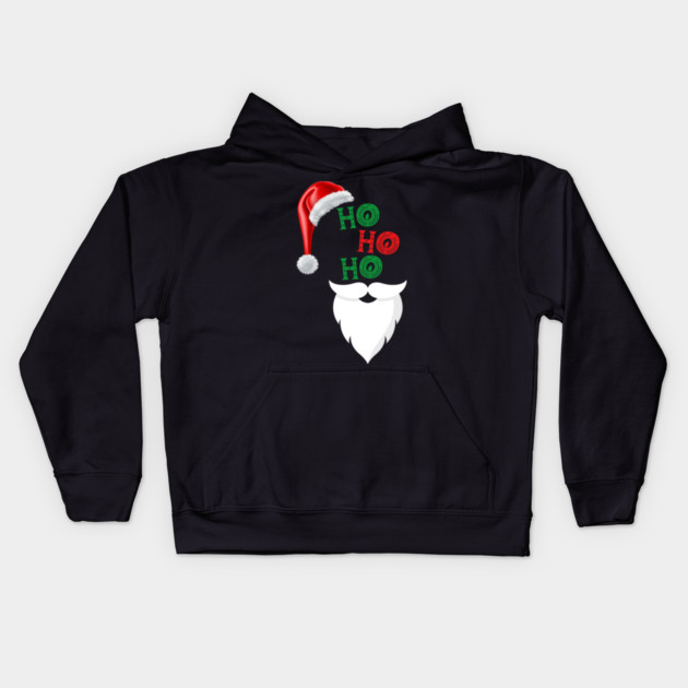 Ho, Ho, Ho Merry Christmas Santa Design Kids Hoodie by BirdsnStuff
