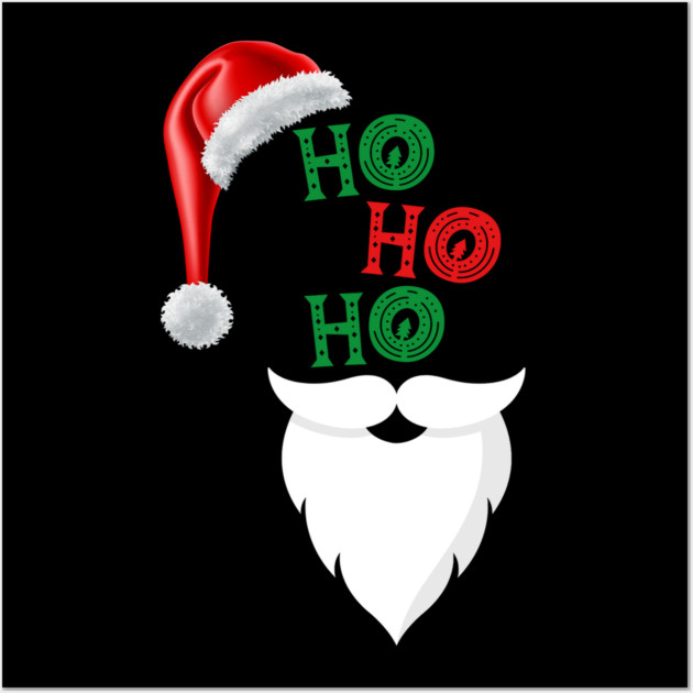 Ho, Ho, Ho Merry Christmas Santa Design Wall Art by BirdsnStuff