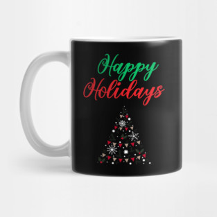 Happy Holidays, Xmas, Christmas Tree Design Mug