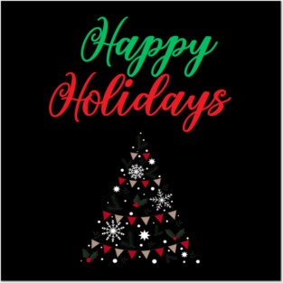 Happy Holidays, Xmas, Christmas Tree Design Posters and Art