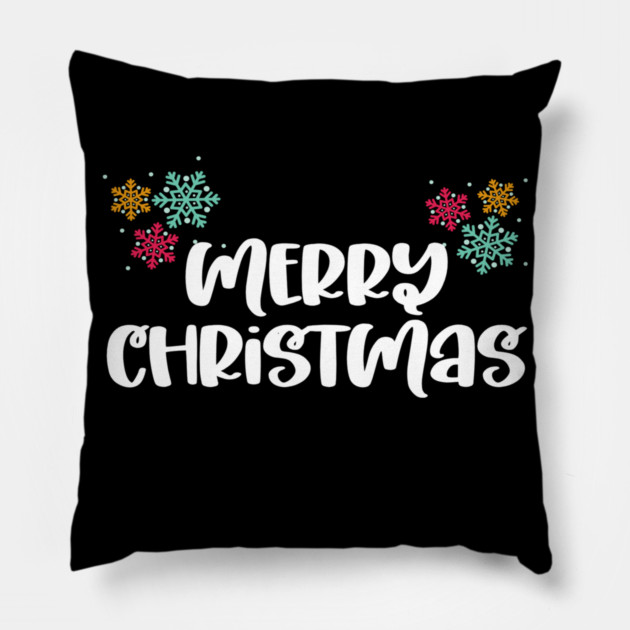 Merry Christmas Snowflakes Design Pillow by BirdsnStuff