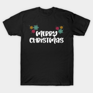 Merry Christmas Snowflakes Design T-Shirt
