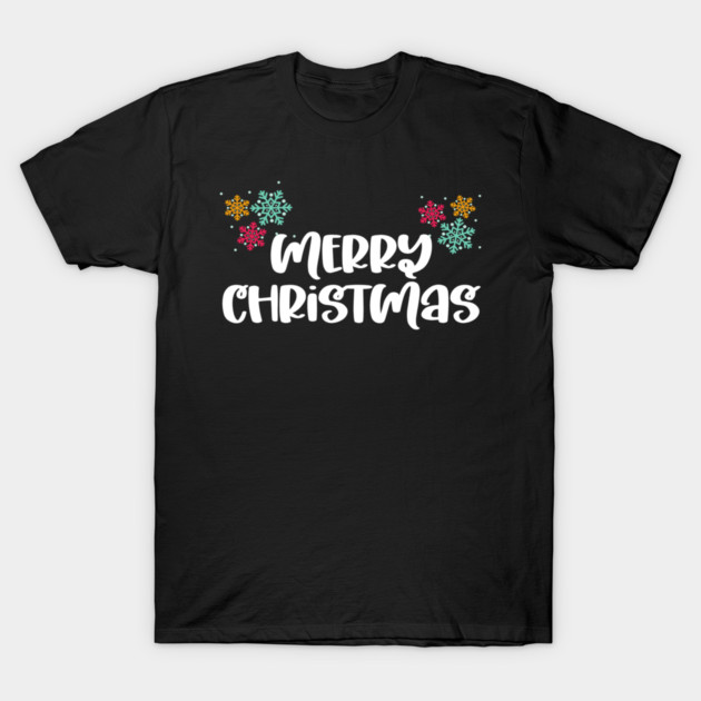 Merry Christmas Snowflakes Design T-Shirt by BirdsnStuff