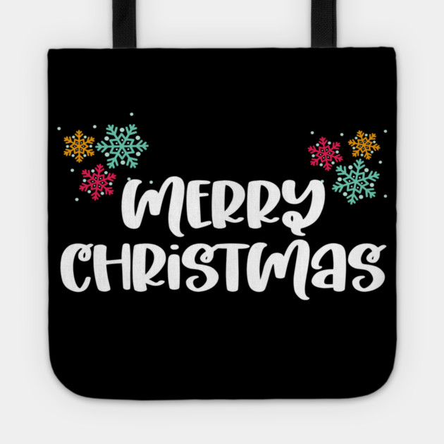 Merry Christmas Snowflakes Design Tote by BirdsnStuff