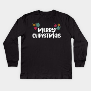 Merry Christmas Snowflakes Design Kids Long Sleeve T-Shirt