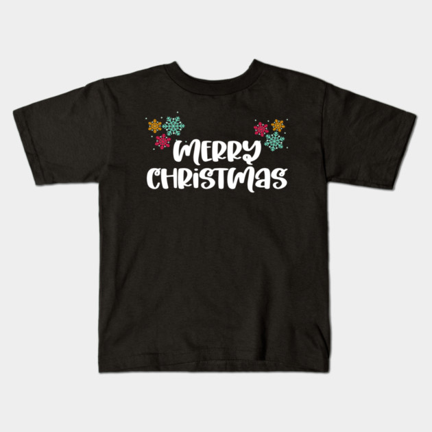 Merry Christmas Snowflakes Design Kids T-Shirt by BirdsnStuff