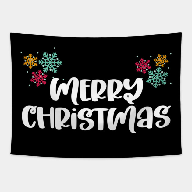 Merry Christmas Snowflakes Design Tapestry by BirdsnStuff