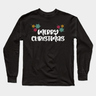 Merry Christmas Snowflakes Design Long Sleeve T-Shirt