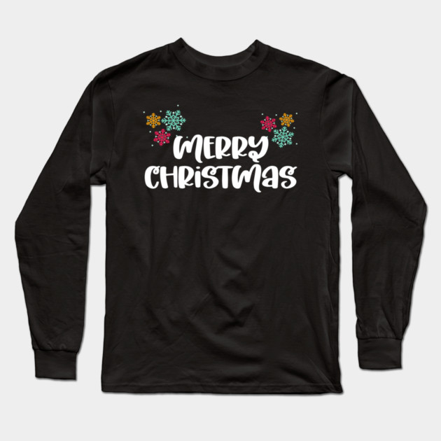 Merry Christmas Snowflakes Design Long Sleeve T-Shirt by BirdsnStuff