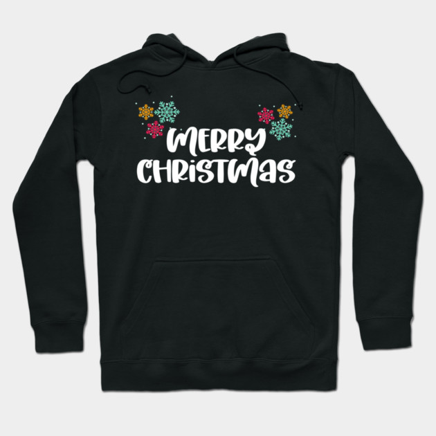 Merry Christmas Snowflakes Design Hoodie by BirdsnStuff