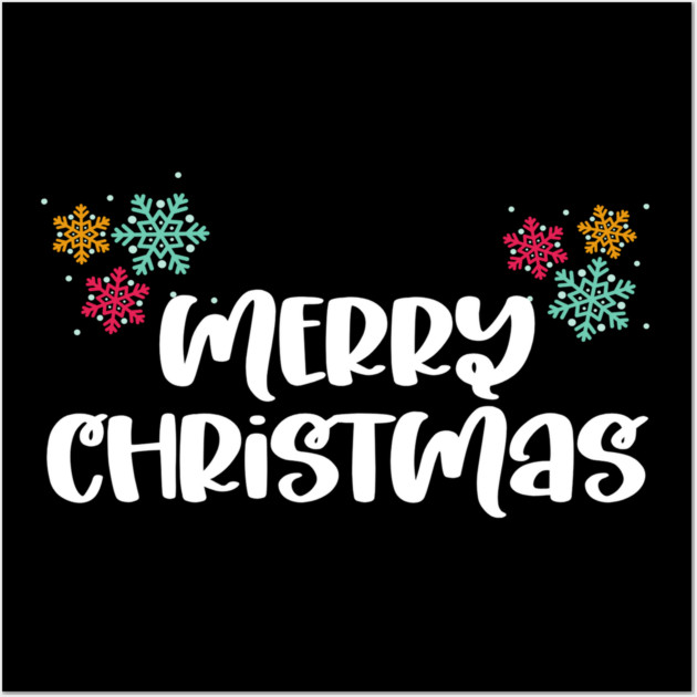 Merry Christmas Snowflakes Design Wall Art by BirdsnStuff