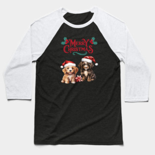 Merry Christmas Puppy Festive Baseball T-Shirt