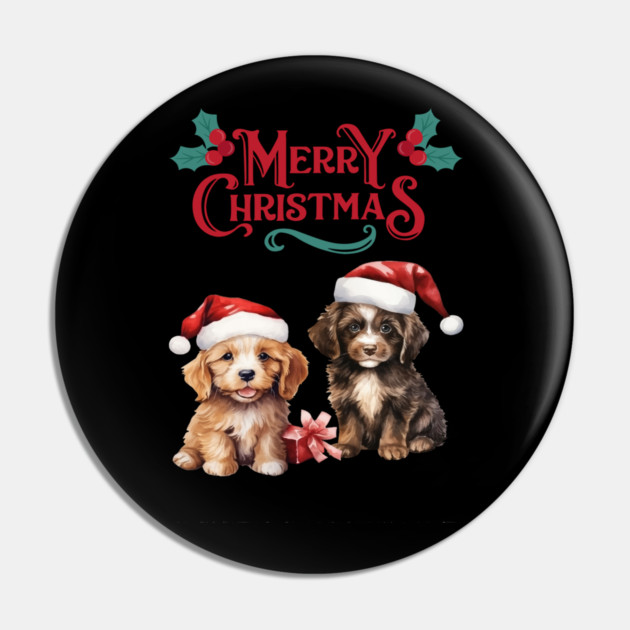 Merry Christmas Puppy Festive Pin by BirdsnStuff