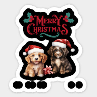 Merry Christmas Puppy Festive Sticker