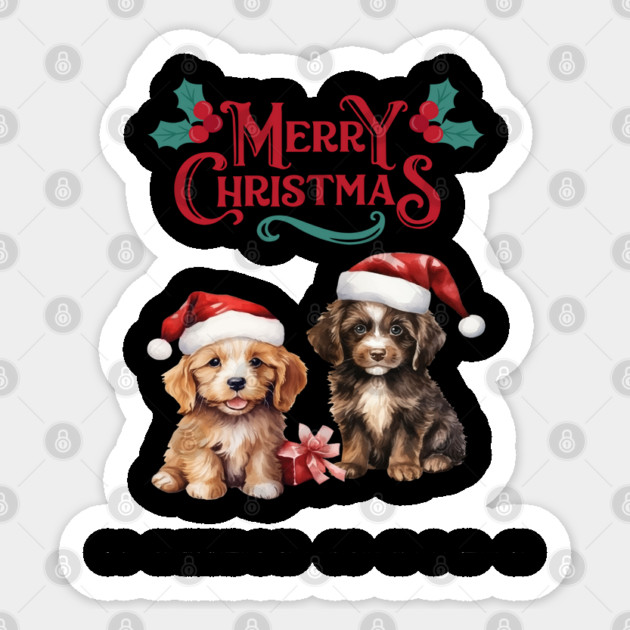 Merry Christmas Puppy Festive Sticker by BirdsnStuff