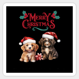 Merry Christmas Puppy Festive Magnet