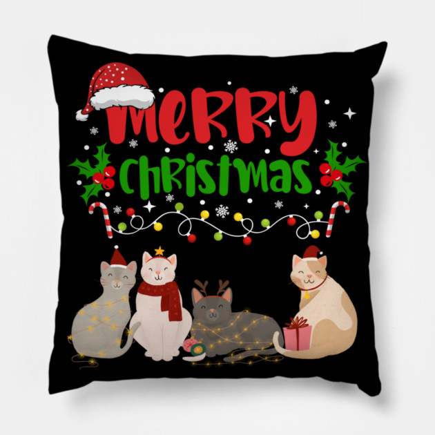Christmas Cats, Holiday Cat Design, Festive Felines Pillow by BirdsnStuff