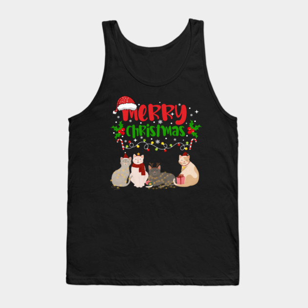 Christmas Cats, Holiday Cat Design, Festive Felines Tank Top by BirdsnStuff