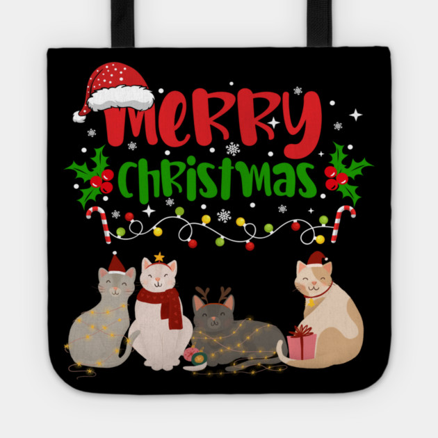 Christmas Cats, Holiday Cat Design, Festive Felines Tote by BirdsnStuff