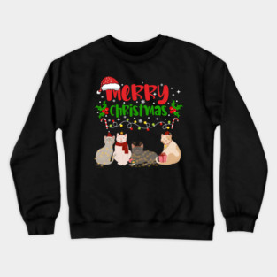 Christmas Cats, Holiday Cat Design, Festive Felines Crewneck Sweatshirt