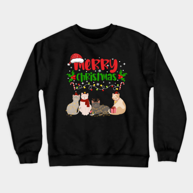Christmas Cats, Holiday Cat Design, Festive Felines Crewneck Sweatshirt by BirdsnStuff