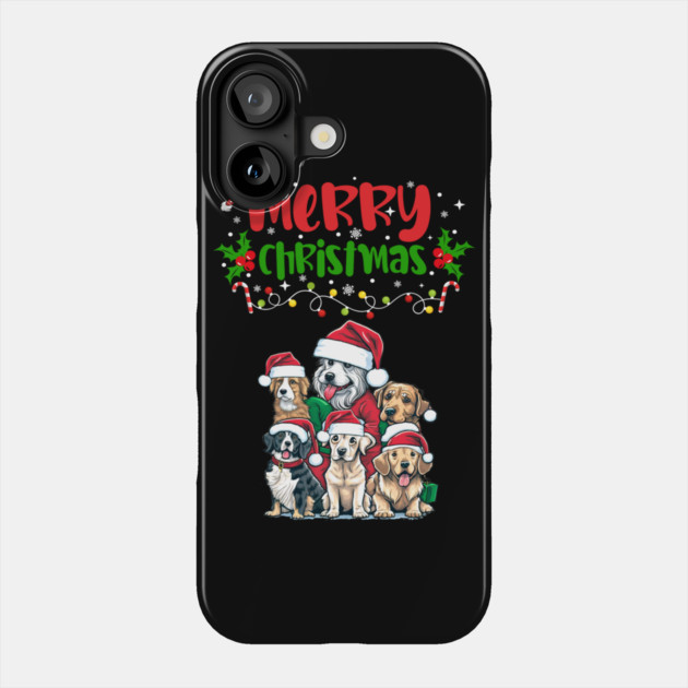 Merry Christmas Puppy Festive Phone Case by BirdsnStuff