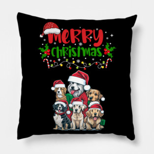 Merry Christmas Puppy Festive Pillow