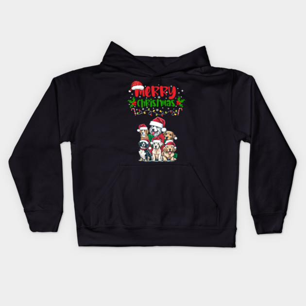 Merry Christmas Puppy Festive Kids Hoodie by BirdsnStuff