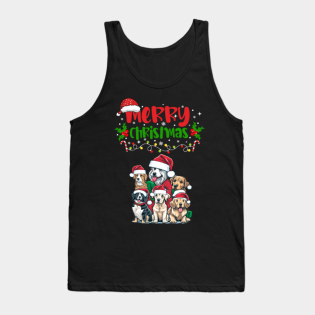 Merry Christmas Puppy Festive Tank Top by BirdsnStuff