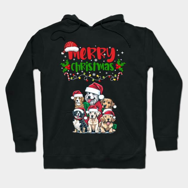 Merry Christmas Puppy Festive Hoodie by BirdsnStuff