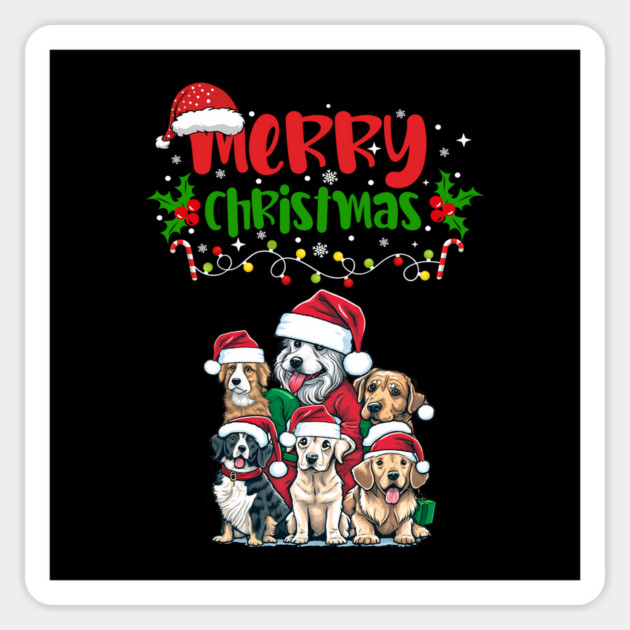 Merry Christmas Puppy Festive Magnet by BirdsnStuff