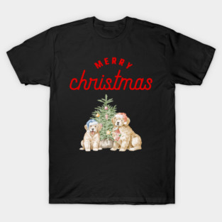 Merry Christmas Puppy Festive Holiday Design T-Shirt