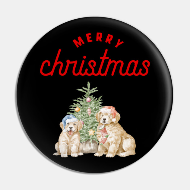 Merry Christmas Puppy Festive Holiday Design Pin by BirdsnStuff