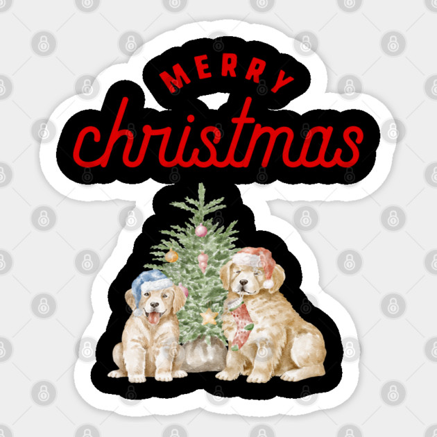 Merry Christmas Puppy Festive Holiday Design Sticker by BirdsnStuff