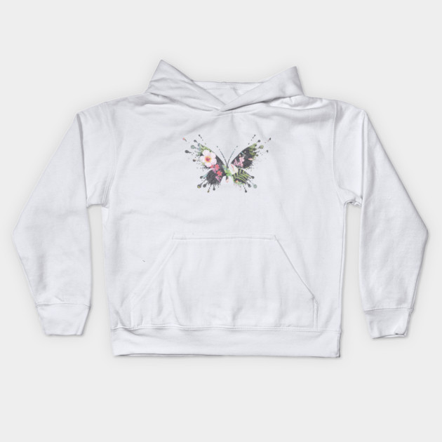 Tropical Butterfly Floral Kids Hoodie by logiamerch
