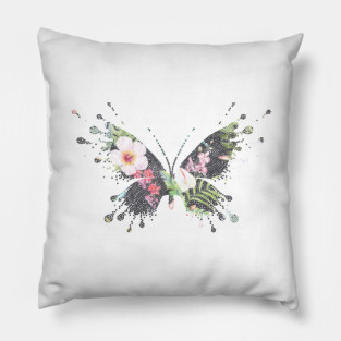 Tropical Butterfly Floral Pillow
