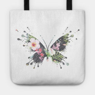 Tropical Butterfly Floral Tote