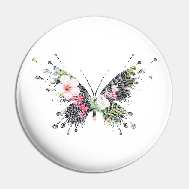 Tropical Butterfly Floral Pin by logiamerch