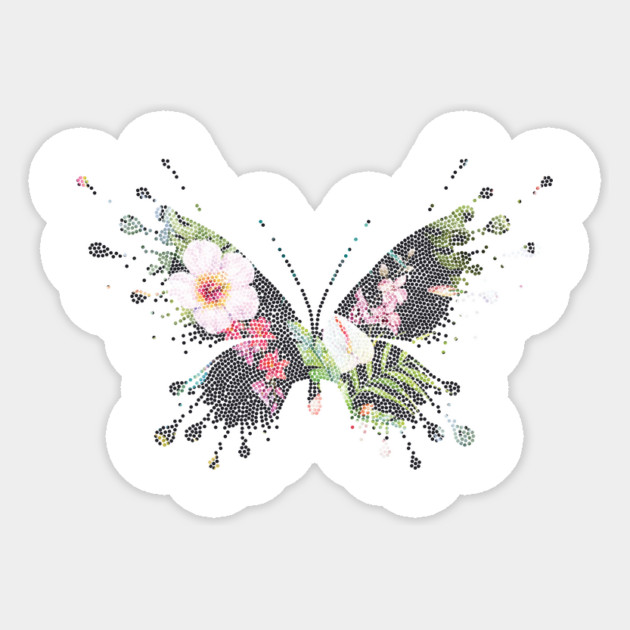 Tropical Butterfly Floral Sticker by logiamerch