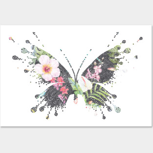 Tropical Butterfly Floral Posters and Art