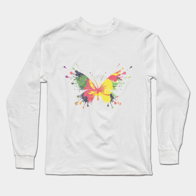 Colorful Tropical Butterfly Design Long Sleeve T-Shirt by logiamerch