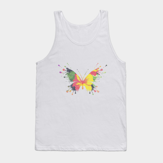 Colorful Tropical Butterfly Design Tank Top by logiamerch