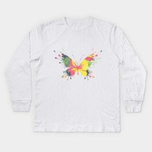 Colorful Tropical Butterfly Design Kids Long Sleeve T-Shirt
