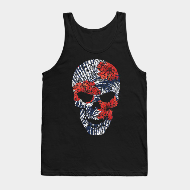 Tropical Floral Skull Blue Tank Top by logiamerch