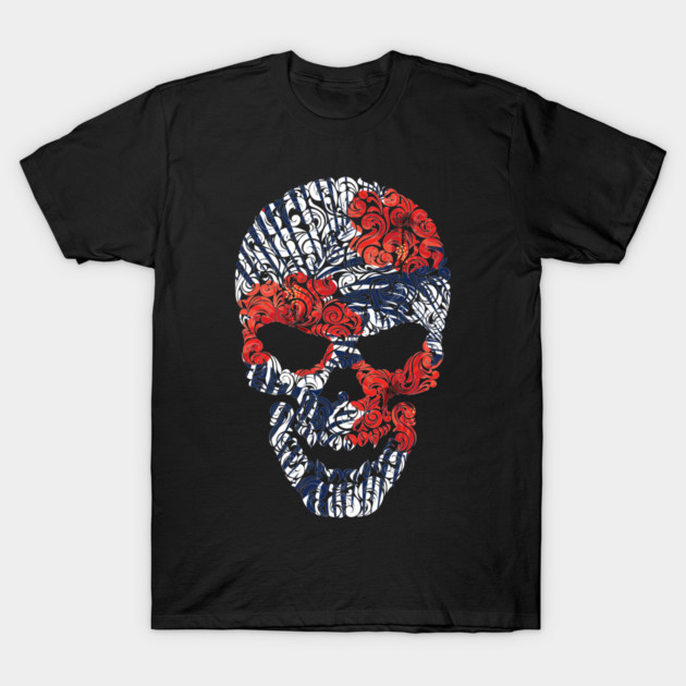 Tropical Floral Skull Blue T-Shirt by logiamerch