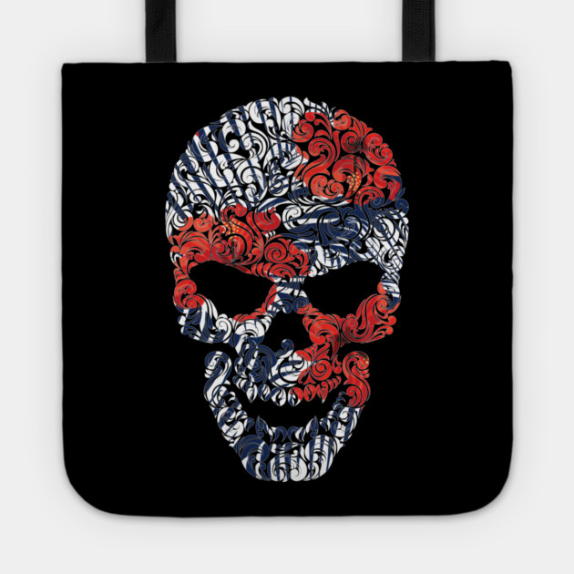 Tropical Floral Skull Blue Tote by logiamerch