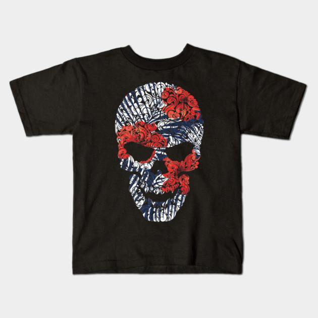 Tropical Floral Skull Blue Kids T-Shirt by logiamerch