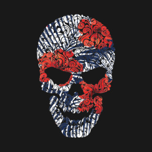 Tropical Floral Skull Blue T-Shirt